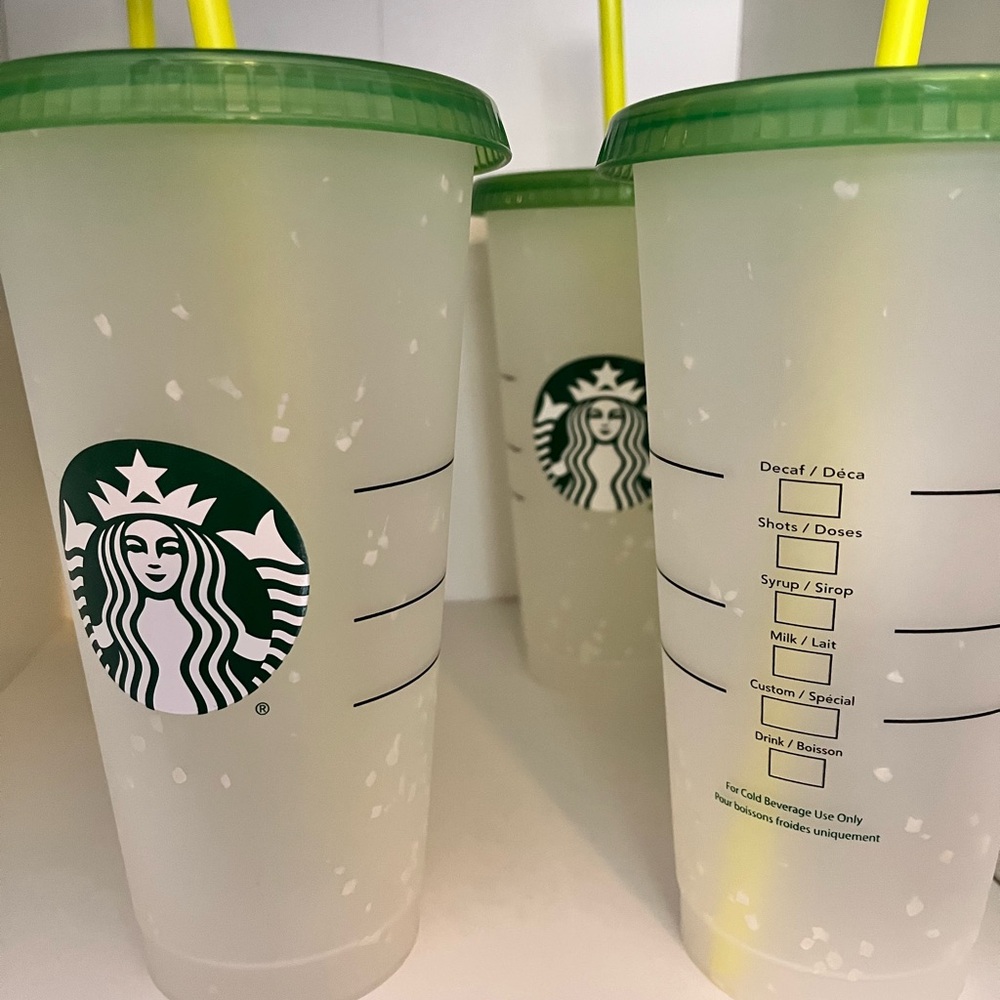 Starbucks Frosted Cups with Green Lids